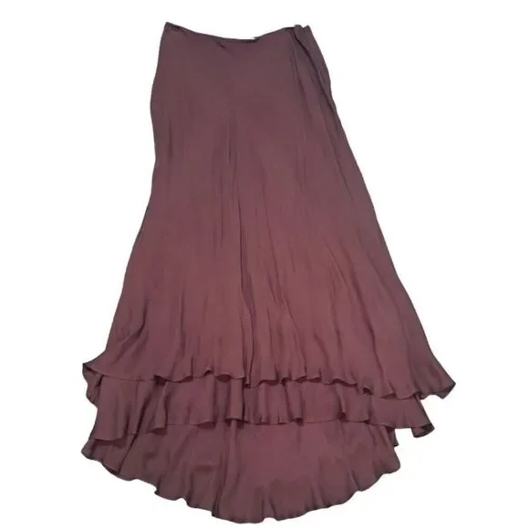 Adrianna Papell 3 Pc Set Silk Embellish Top Skirt Jacket Wedding Party Plum Sz10